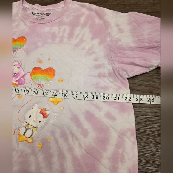 Hello Kitty x Care Bears Women's Heart Balloon & Stars Shimmer Design Tie-Dye XL - Picture 7 of 8
